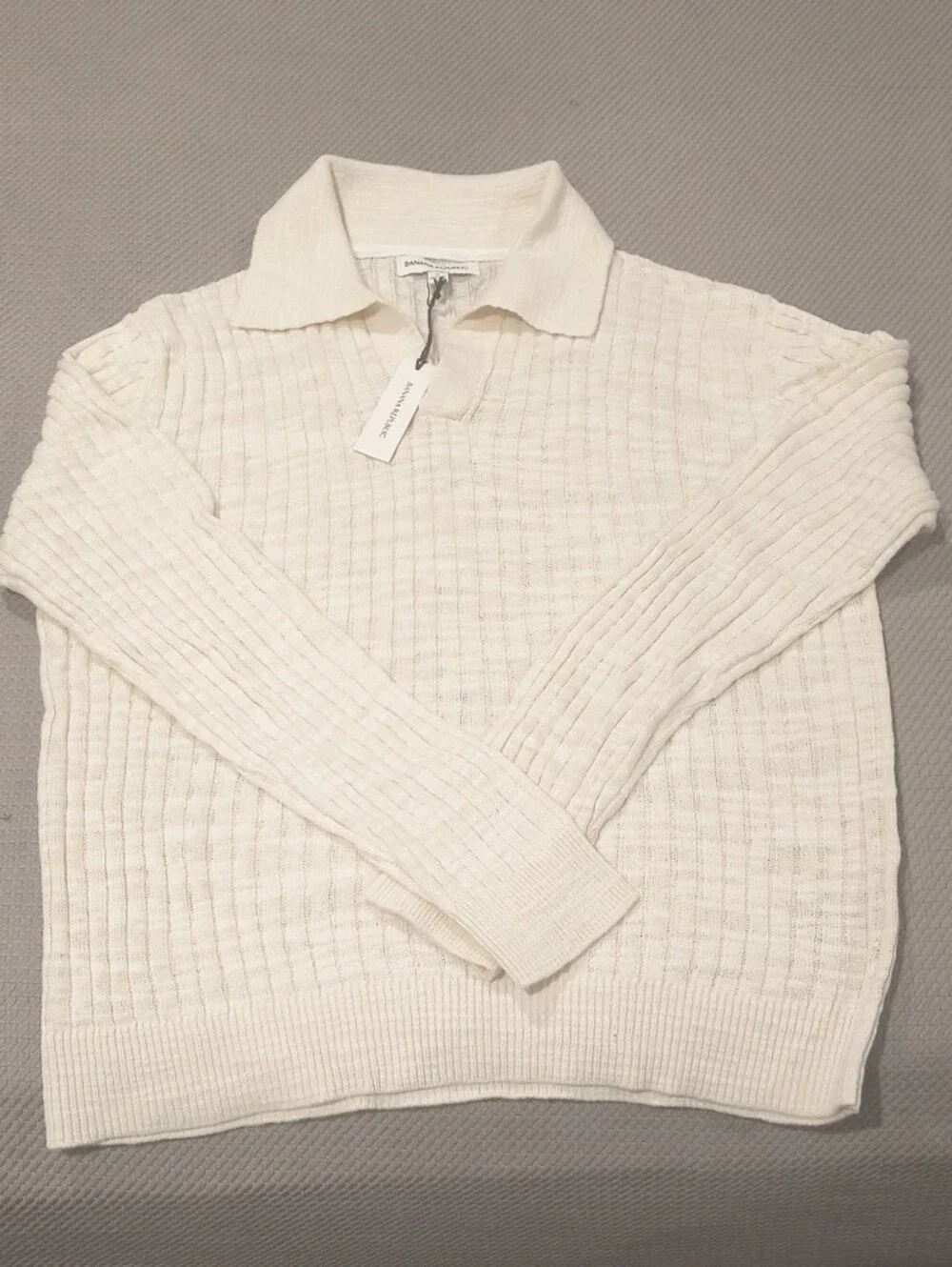 Banana Republic Linen-Cotton Slub Johnny Collar Sweater Polo